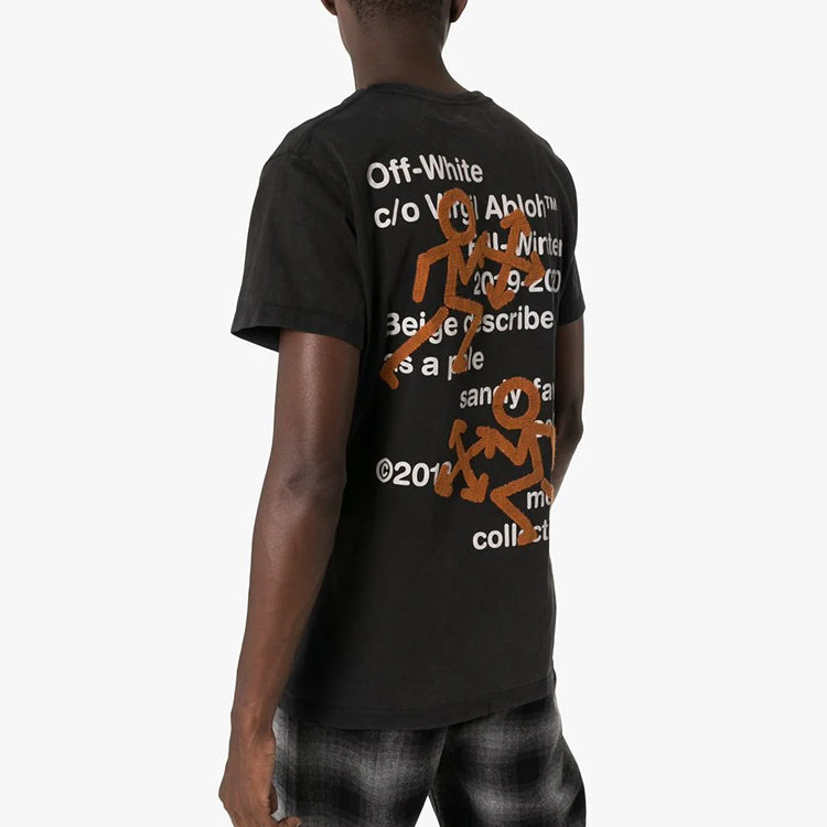 Off-White Pictogram Embroidered Slim Arrow Printing Short Sleeve t Ordinary Version Black OMAA027F191850041088