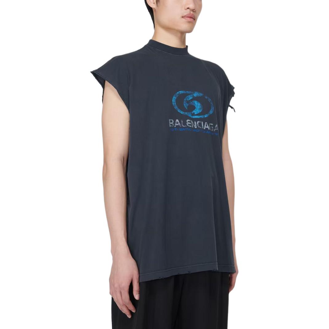 Balenciaga Surfer Sleeveless T-shirt 'Black Blue' 767844TPVM31412