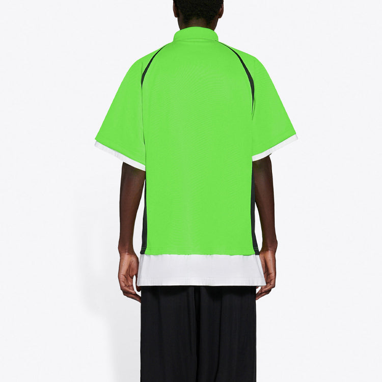 Balenciaga Unisex FW21 Embroidery Polo Shirt Green 661507TKVA53007