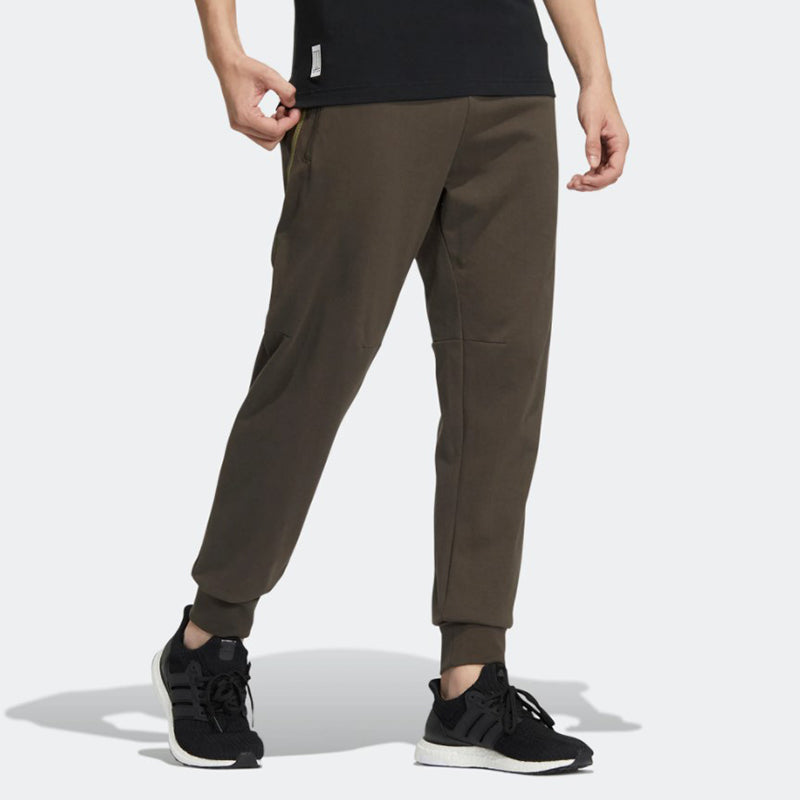 Men's adidas WJ KN PNT Solid Color Logo Printing Bundle Feet Sports Pants/Trousers/Joggers Dark Grey Olive Green HE5159