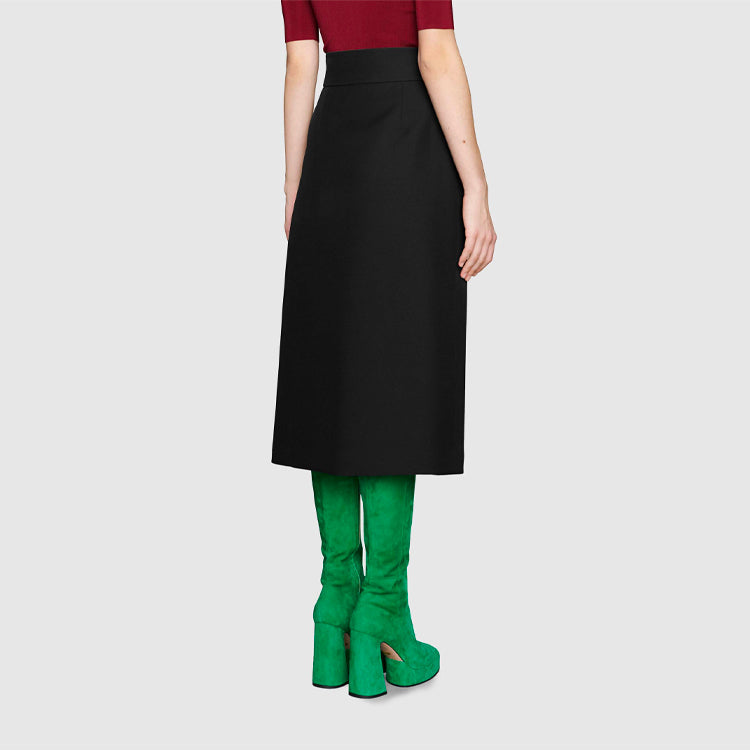 (WMNS) Gucci Wool Silk Skirt 'Black' 623173-ZAD88-1000