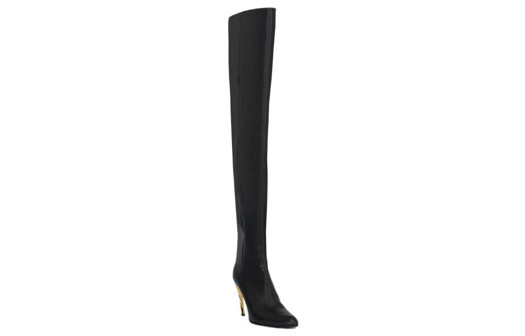(WMNS) Alexander McQueen Armadillo Thigh-high Boots 'Black Silver' 780672WIEG21399