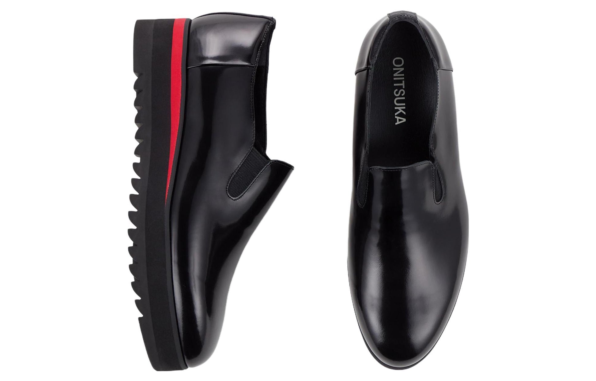 (WMNS) Onitsuka Tiger Slip-on 'Black Red' 1182A291-004