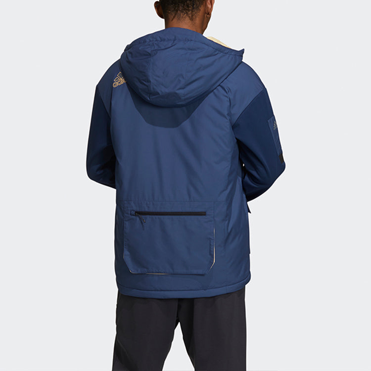 adidas Urban Pad Jkt Outdoor Sports Hooded Jacket Navy Blue GV3517