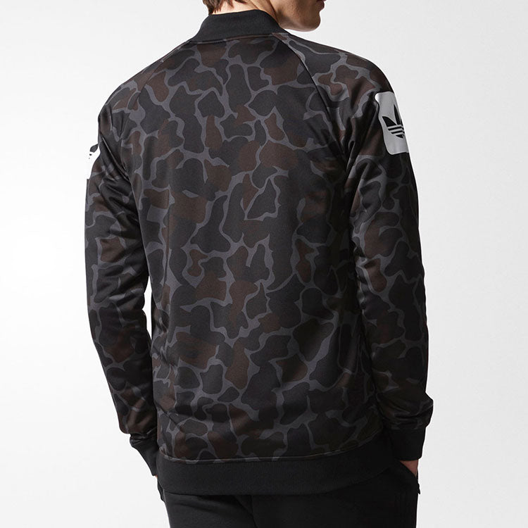 adidas originals Logo Printing Reversible Camouflage Sports Jacket Black CD1715