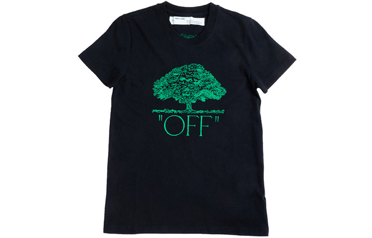 (WMNS) Off-White Cotton Short Sleeve Black OWAA049F19B070681040