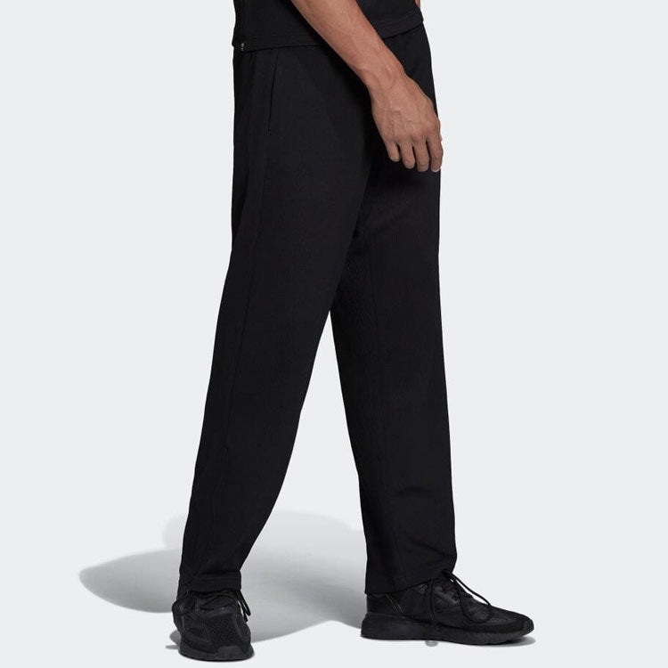 Men's adidas Solid Color Elastic Waistband Straight Sports Pants/Trousers/Joggers Japanese Version Black HC4614