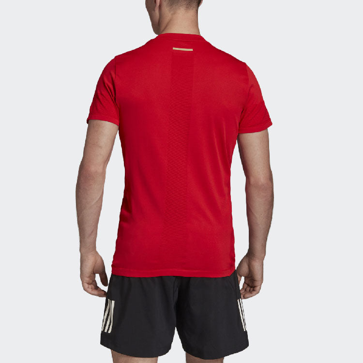 Men's adidas 25/7 Tee Cny Reflective Logo Running Sports Short Sleeve Red 7 Tee Cny LogoT EK2903