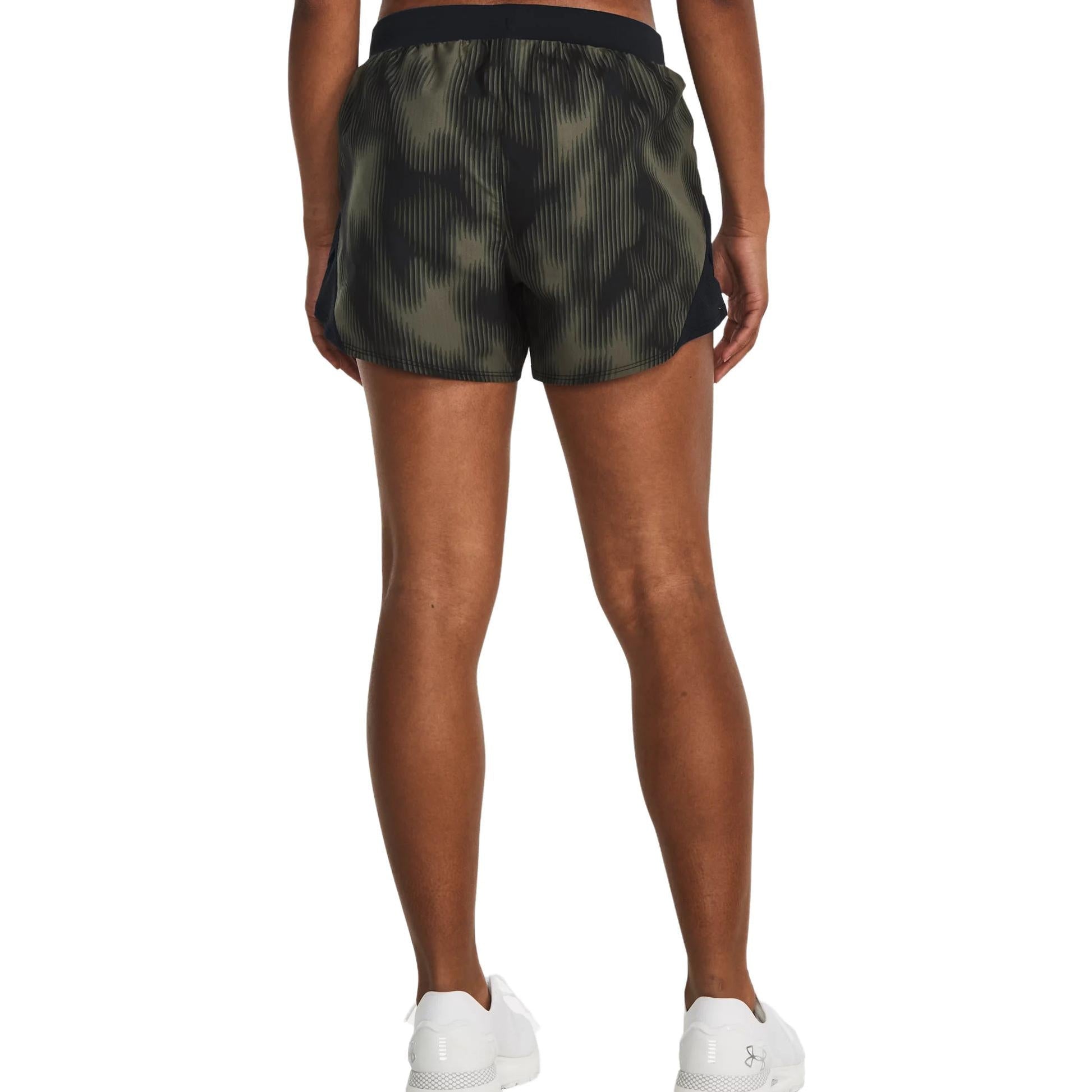 (WMNS) Under Armour Fly-By 2.0 Printed Shorts 'Black Green' 1350198-021