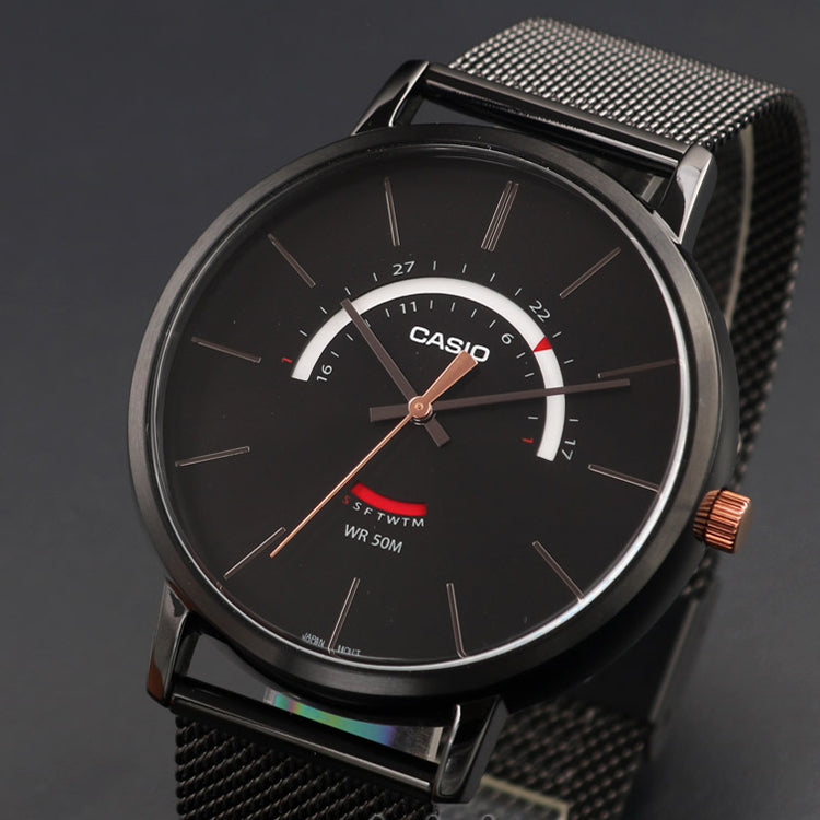 Men's CASIO Dress Series Waterproof Quartz Dial 43mm Stainless Steel Strap Watch Mens Black Analog MTP-B105MB-1AV