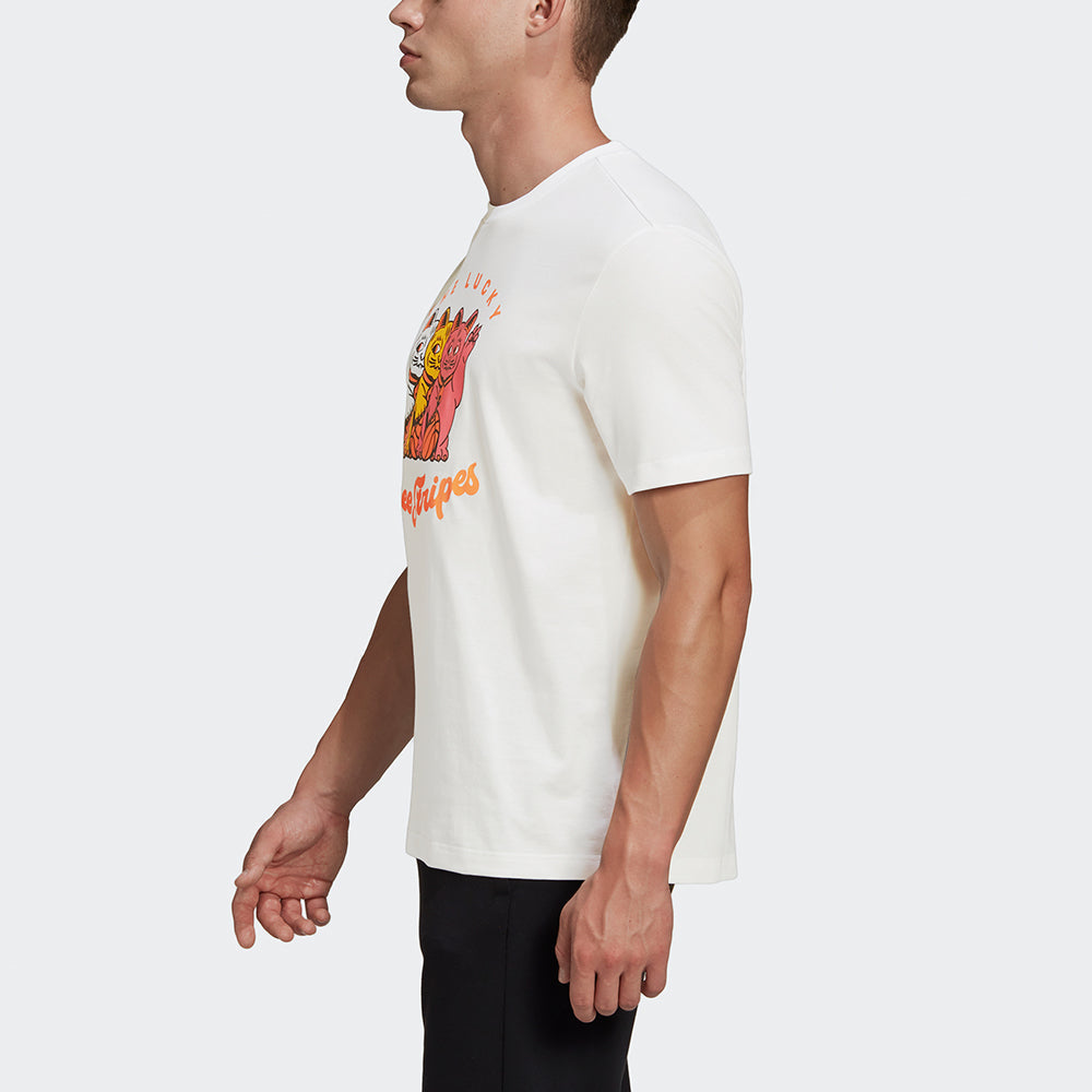 adidas 3 Cats Graphic Loose Sports Round Neck Cartoon Printing Short Sleeve White GE4695