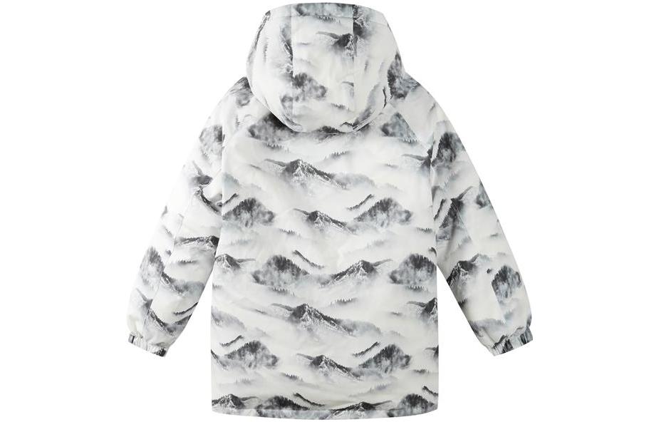(GS) Skechers Full Print Mountain 3-In-1 Hooded Down Jacket 'White Blue' P422B047