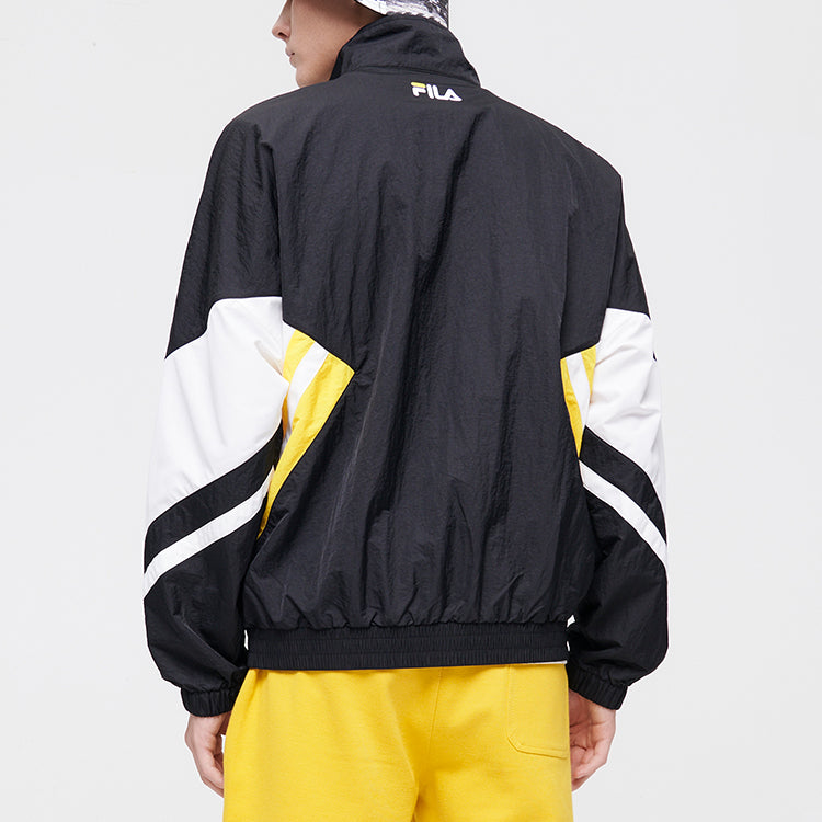 Men's FILA FUSION Contrasting Colors Sports Loose Jacket Black T11M122702F-BK