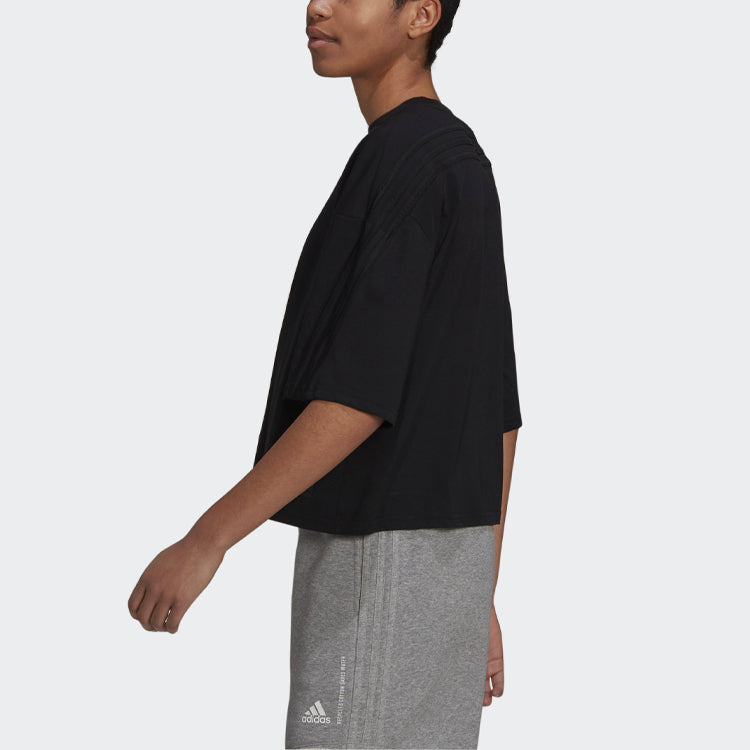 (WMNS) adidas Solid Color Loose Round Neck Short Sleeve Black HB2970