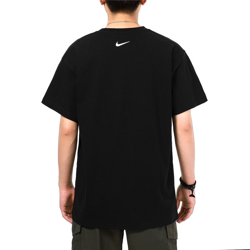 Men's Nike Sports Running Casual Printing Round Neck Short Sleeve Black T-Shirt DM7917-010