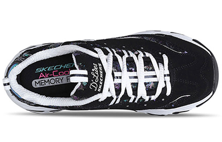 (WMNS) Skechers D'Lites Low-Top Sneakers Black/White 11916-BKW