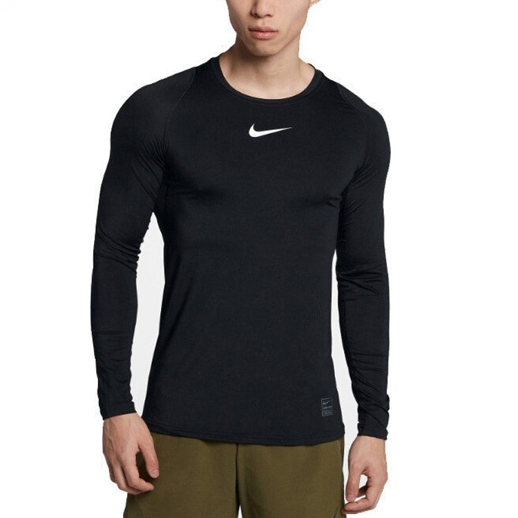 Nike logo Slim Fit Sweat-Wicking Quick Dry Gym Long Sleeves Black 838082-010