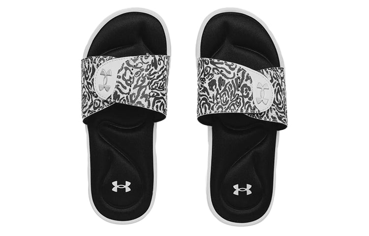 (WMNS) Under Armour Ignite 4 Graphic Strap Slide 'Zebra' 3024453-100