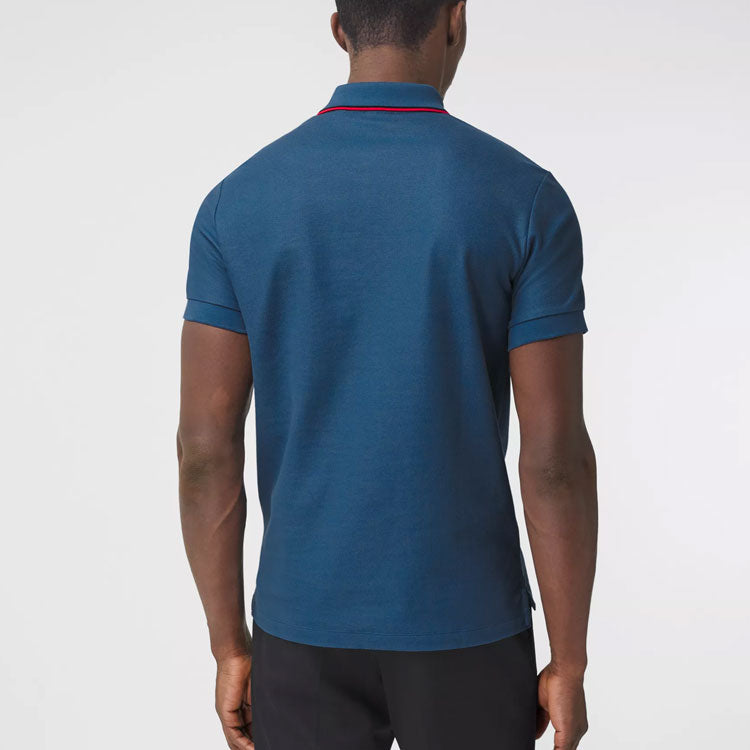 Burberry SS21 Pattern Net Cotton Polo Male Blue 80393141