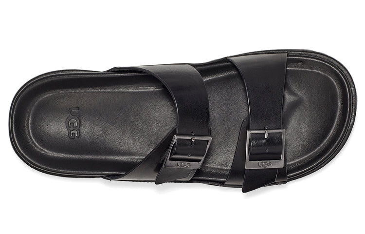 UGG Wainscott Buckle Slide Leather Casual Sandals Black 1119530-BLK