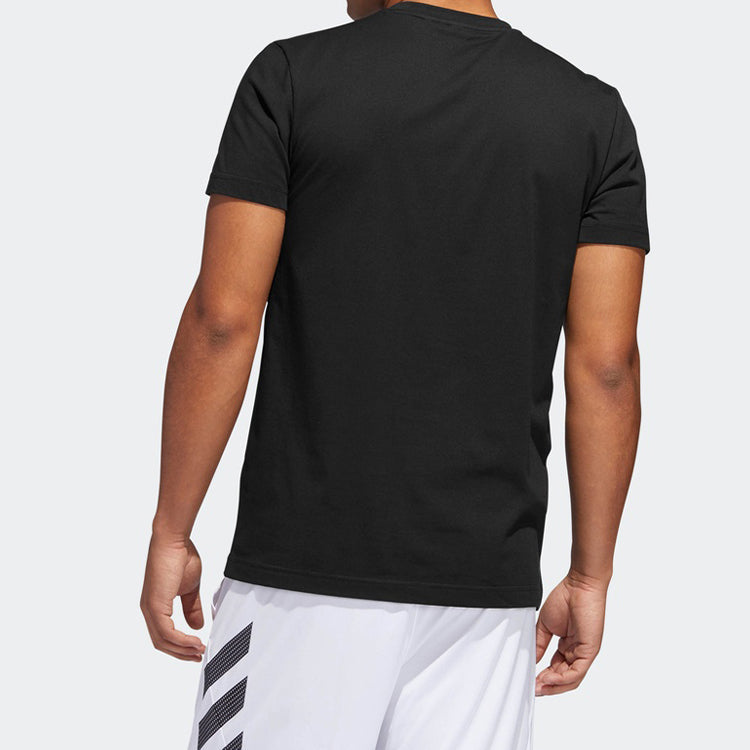 adidas Basketball Sports Alphabet Round Neck Short Sleeve Black DX0296