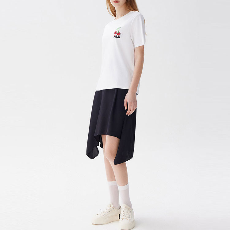 (WMNS) FILA Printing Round-neck White F11W128145F-WT