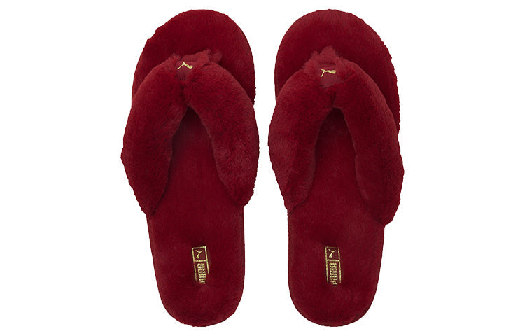 (WMNS) PUMA Fluff Flip Slides 'Persian Red Team Gold' 384938-05