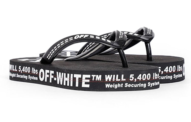 Off-White c/o virgil abloh men's black and white industrial flip flops OMIA131R20D270011000