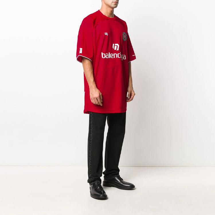 Balenciaga Soccer T-shirt Oversized 'Red White' 641666TJV056540