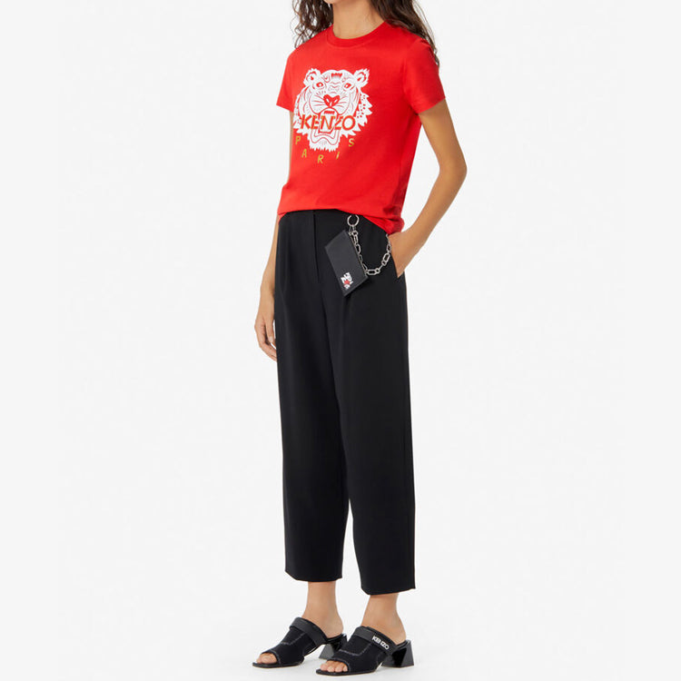 KENZO Tiger Head Alphabet Logo Printing Cotton Short Sleeve Red FA5-2TS7214W5-21
