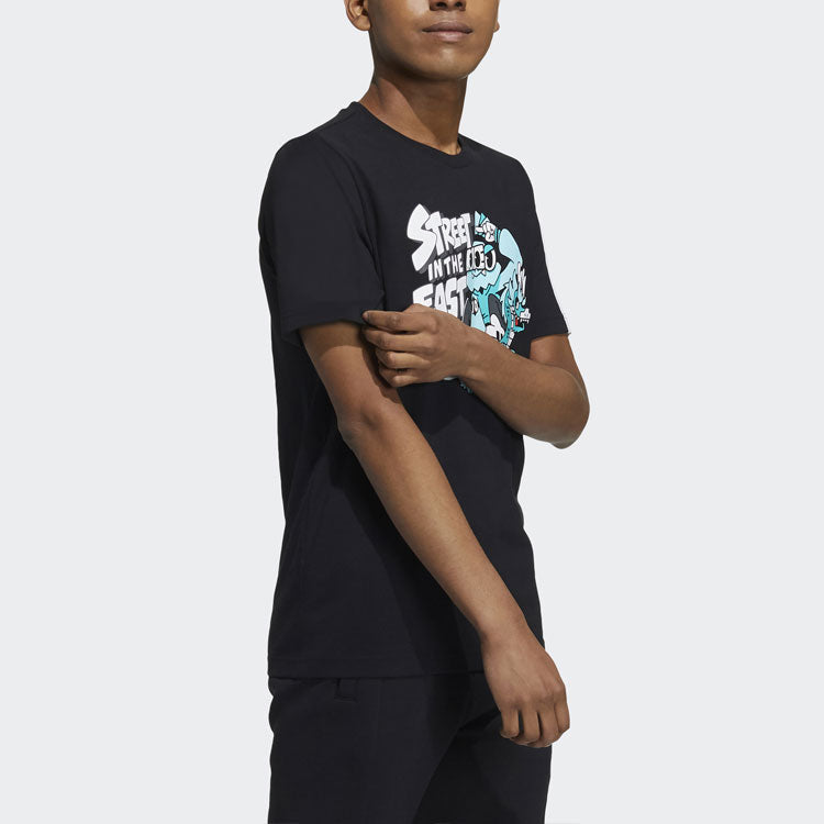 adidas neo M Freye Tee 1 Cartoon Printing Pattern Sports Short Sleeve Black GS2589