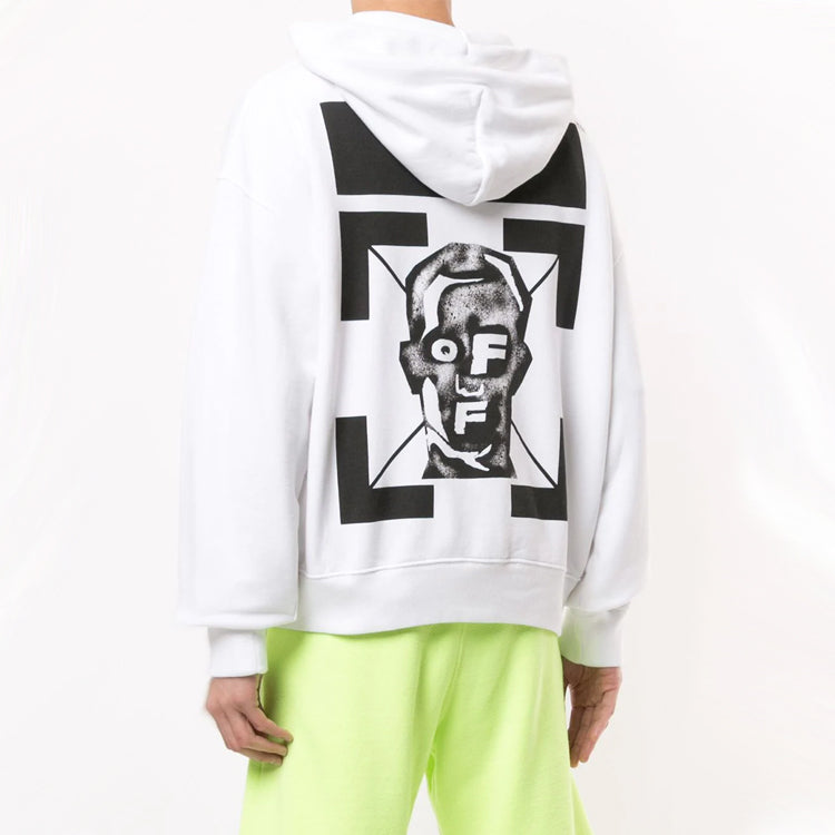 Off-White FW20 Logo Printing Hooded Pullover Men White OMBB037E20FLE0070110