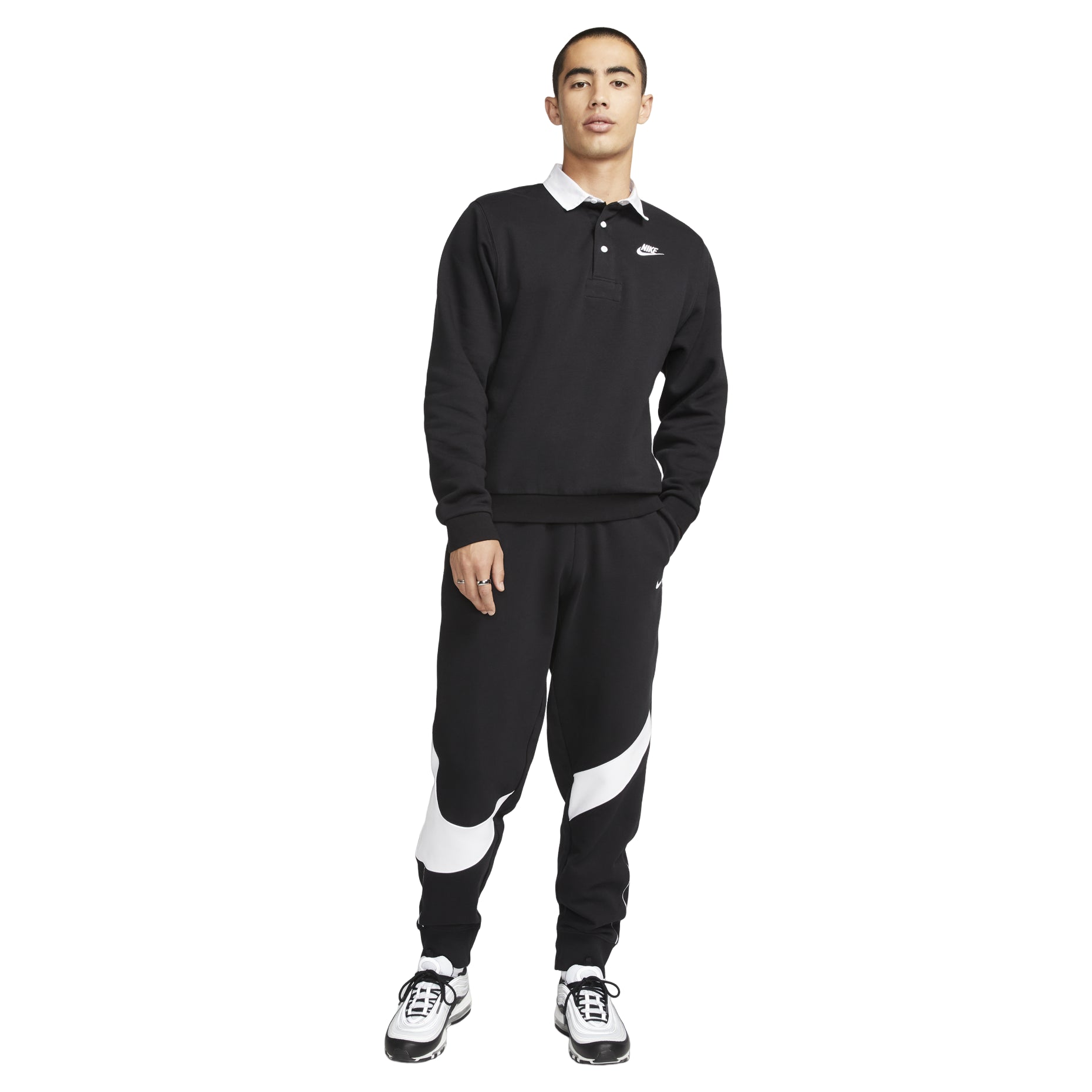 Nike Club Fleece Plush Long Sleeve Lapel Shirt 'Black' DX0538-010