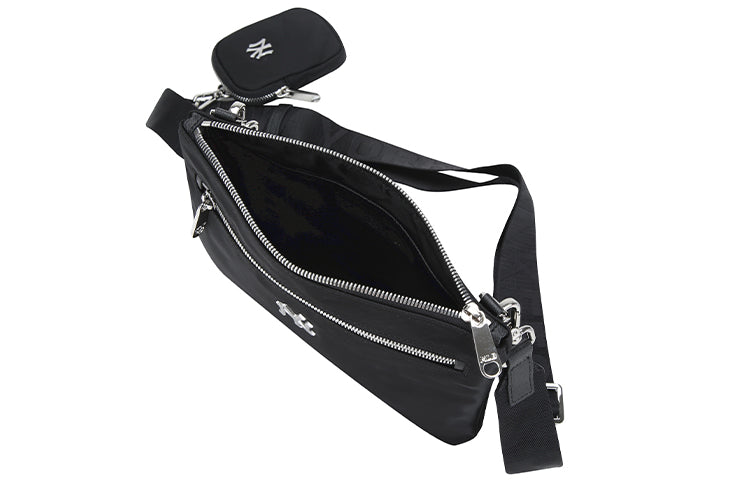 MLB NY New York Yankees Silver LOGO Zipper Shoulder Messenger Bag Black 32BGD9011-50L
