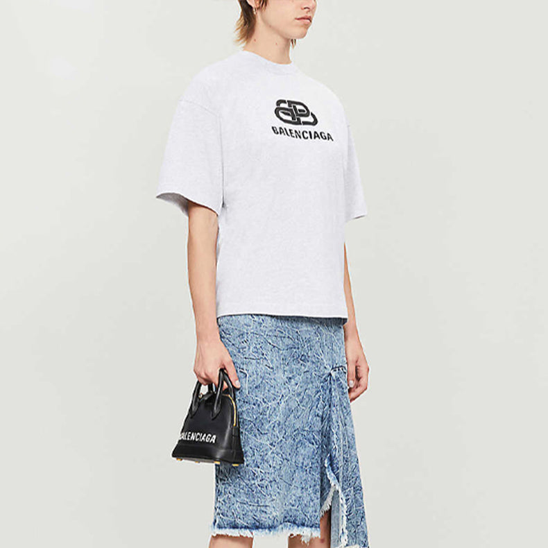 Balenciaga Logo Short Sleeve Gray 583098TFV652569