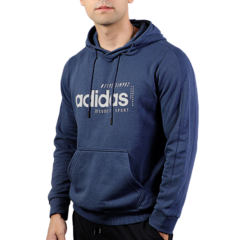 adidas Alphabet Logo Printing hooded Drawstring Blue EI4635