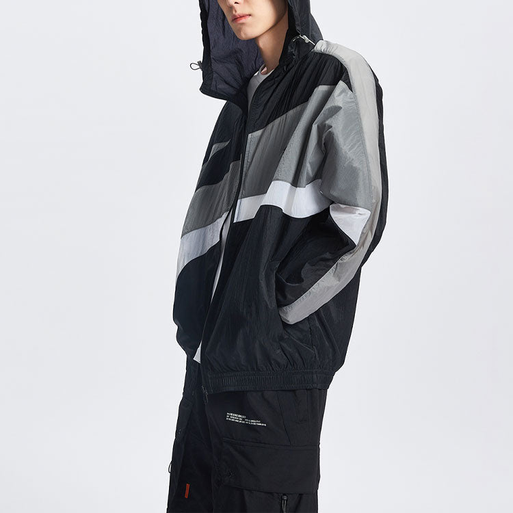 Li-Ning Logo Sports Windbreaker 'Black Grey' AFDR153-4