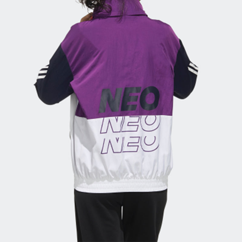 (WMNS) adidas neo Printing Hooded Jacket Purple FU1068