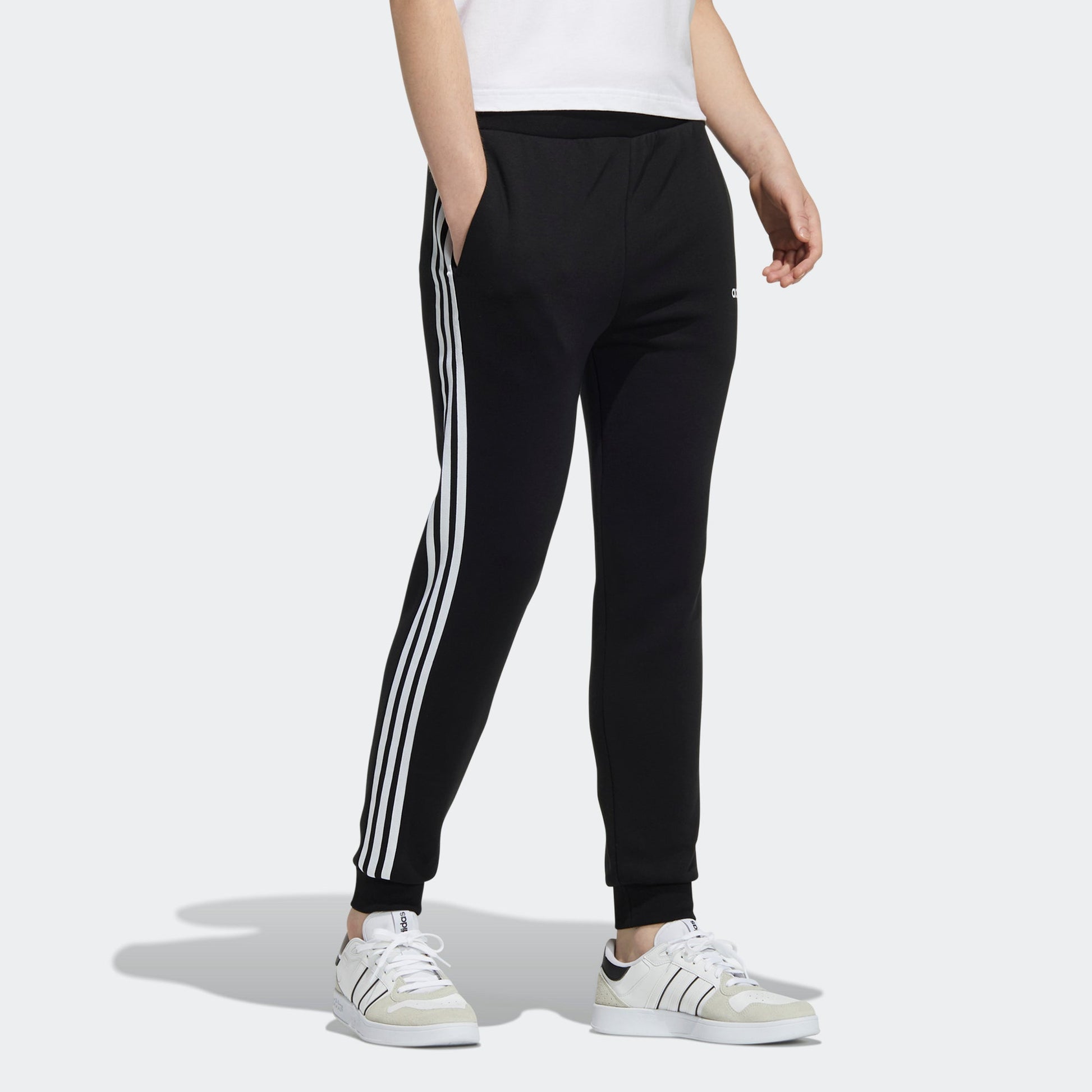 Men's adidas neo Ce 3S Flc Tp Logo Stripe Bundle Feet Sports Pants/Trousers/Joggers Black H14204