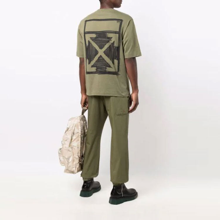 Off-White SS21 Arrow Printing Logo Short Sleeve Ordinary Version Green OMAA119F21JER0225510