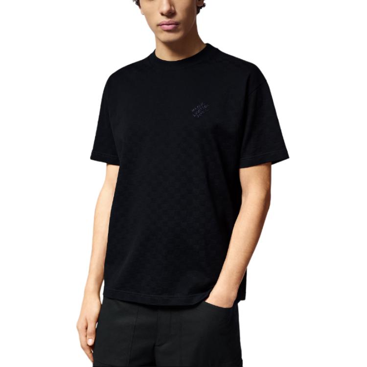LOUIS VUITTON Damier Cotton Pique T-Shirt 'Black' 1AFRAL