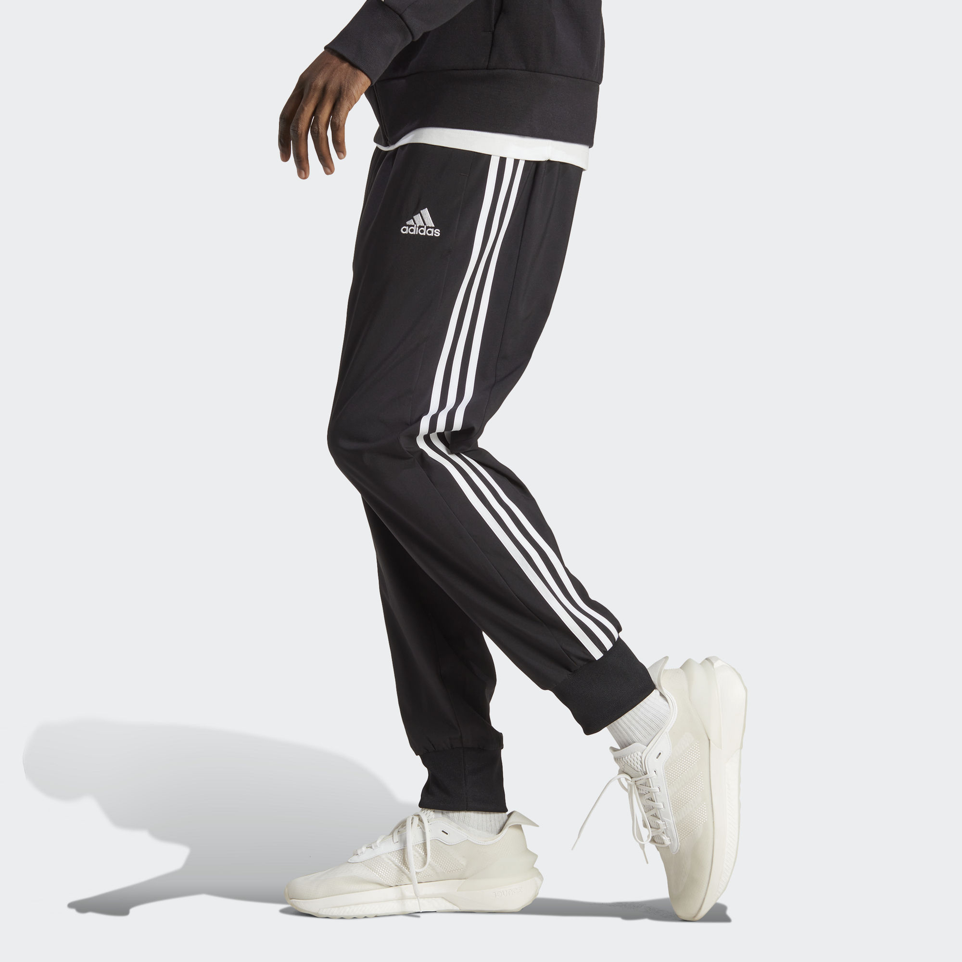 adidas AEROREADY Essentials Tapered Cuff Woven 3-Stripes Pants 'Black' IC0041