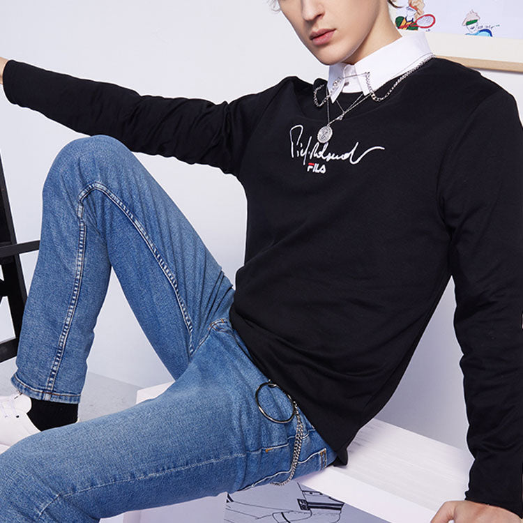 FILA Casual Round Neck Knitted Long Sleeve For Men Black F11M118232F-BK