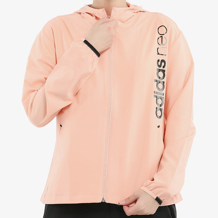 (WMNS) adidas neo Alphabet Printing Sports Hooded Jacket Gray Pink FL4426