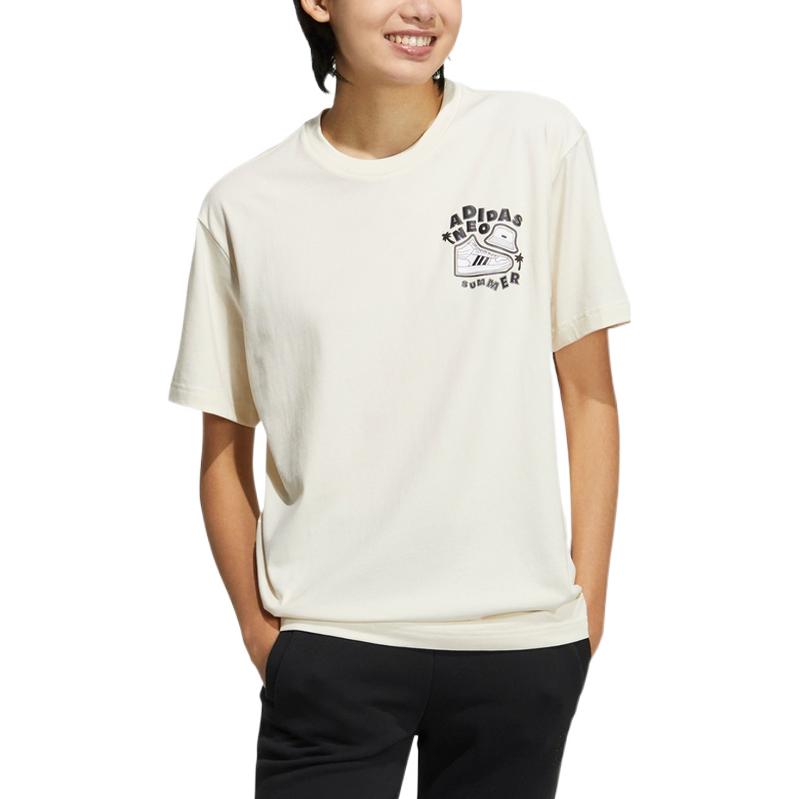 adidas neo SS22 Shoe Alphabet Printing Round Neck Short Sleeve Couple Style Beige HS8851