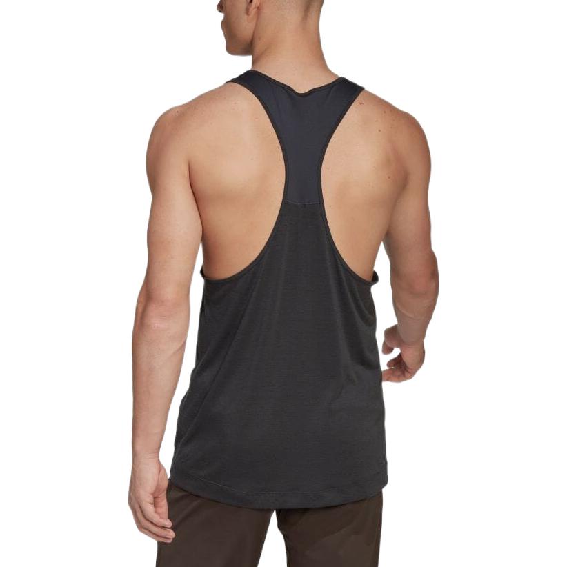 Men's adidas Solid Color Logo Round Neck Yoga Gym Sports Dark Grey Vest HC4435