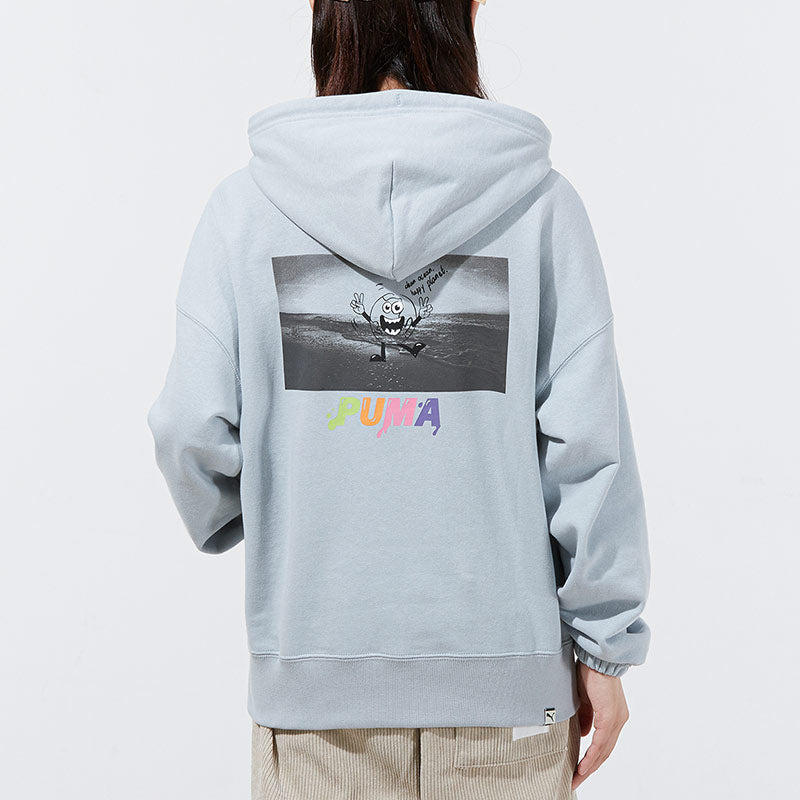 (WMNS) PUMA Downtown Logo Hoodie 'Teal' 533049-71