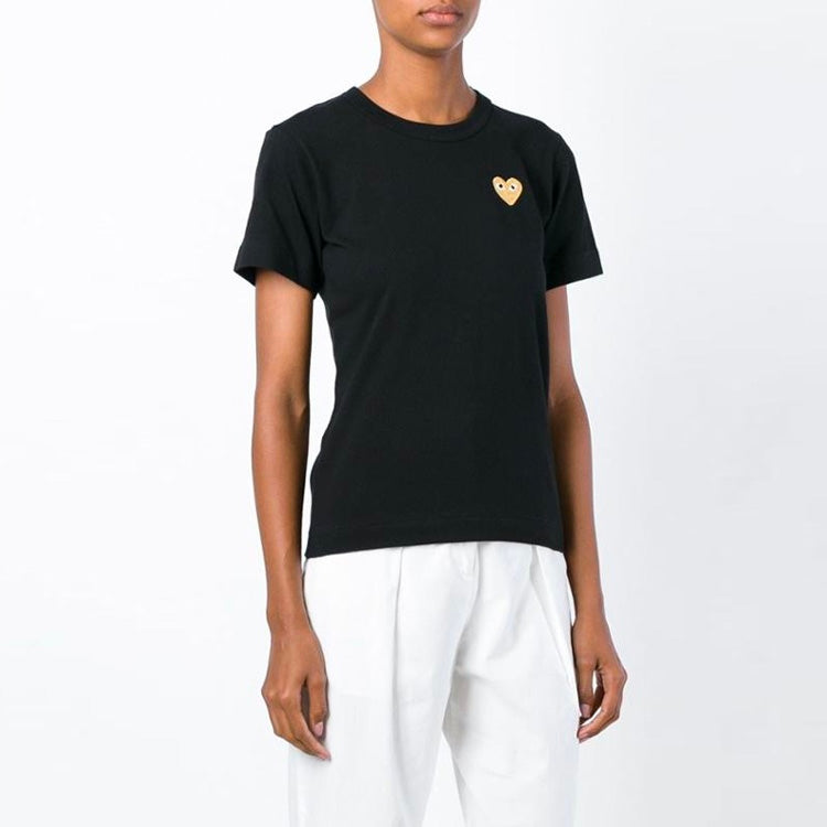 (WMNS) COMME des GARCONS PLAY Heart Logo Tee 'Black Gold' AZ-T215-015-1