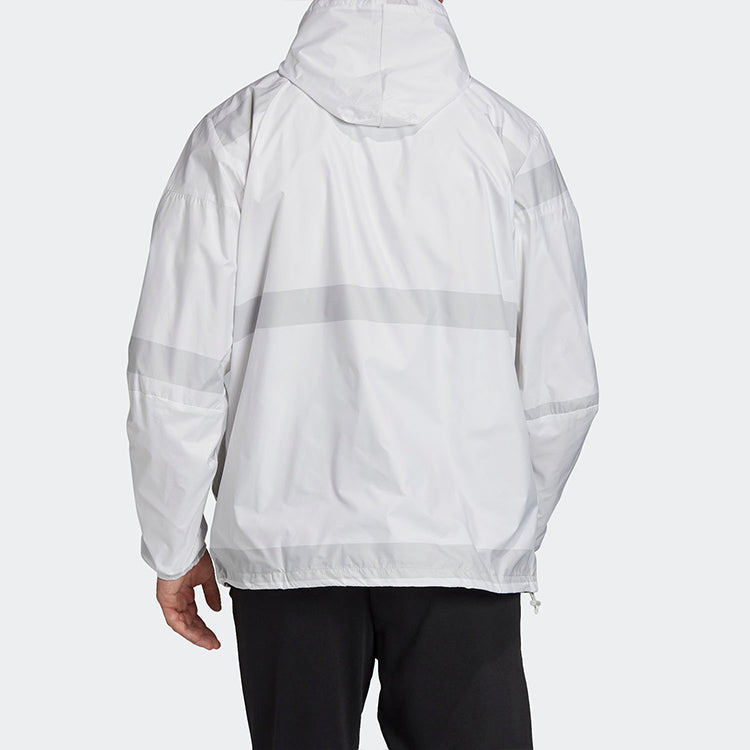 adidas logo Printing Colorblock Casual Hooded Jacket White FI4654