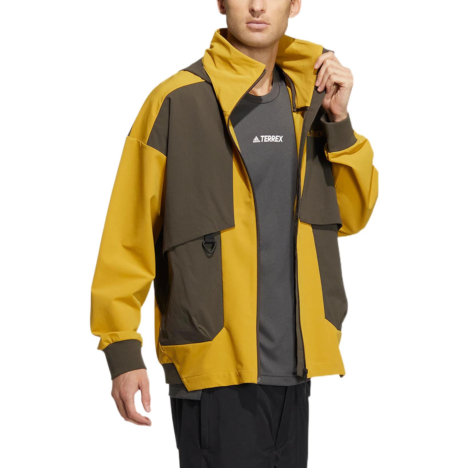 adidas Terrex Voyg Trans J Printing Logo Zipper Stand Collar Sun Protection Jacket Yellow HN2028
